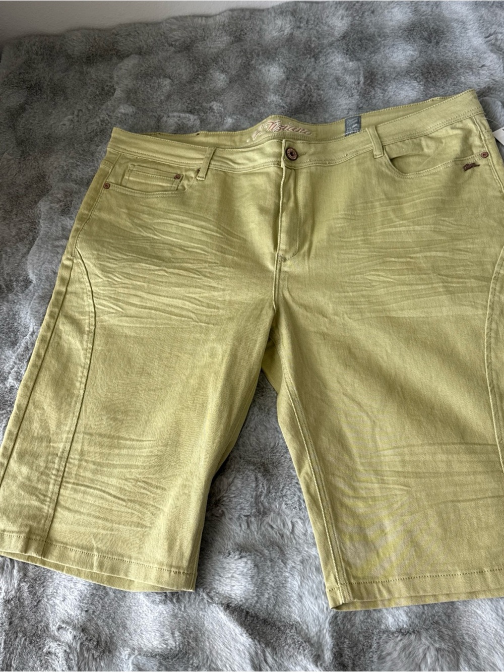 A.Tiziano Men's Light Olive Flat Front Casual Shorts-0407